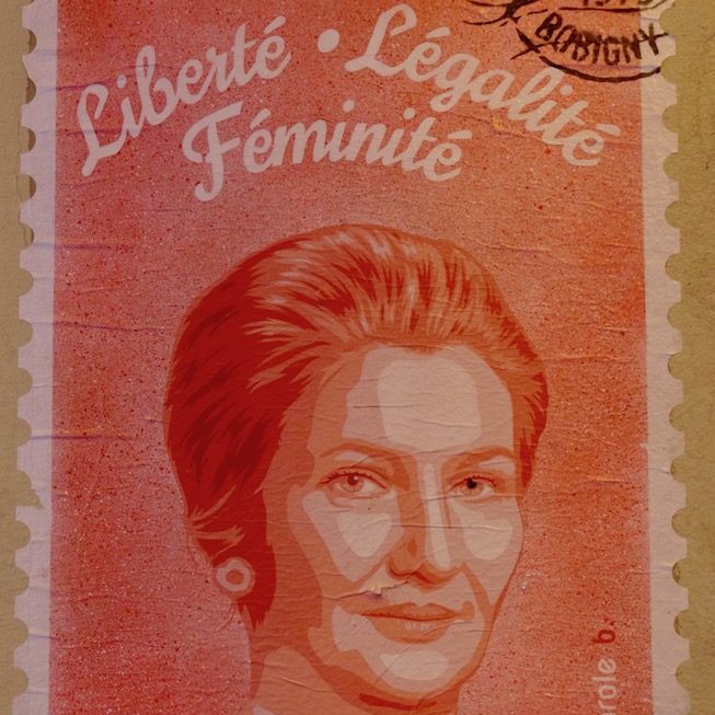 Simone veil portrait en timbre poste